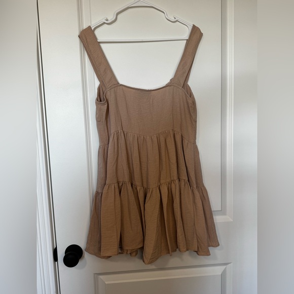 50 ASOS Tan Button-Front Sleeveless Romper - Picture 6 of 7